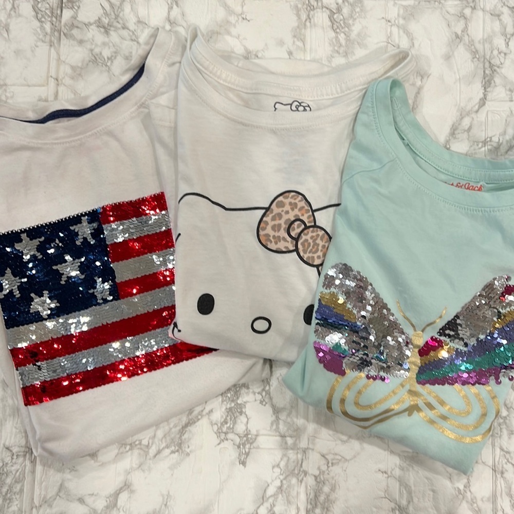 3 tops-Girls L 10/12 Short Sleeve Tee Bundle